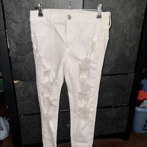 American Eagle White Distressed Jeans